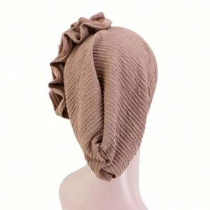 Nouveau design tendance, turban multifonction à fleurs, protection des cheveux en polyester, bonnet chimio extensible, foulard musulman pour la vie quotidienne - Product Image 5