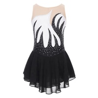 Costume de danse coréen pour enfants de 6 à 16 ans, robe de danse sans manches avec strass, vêtements de gymnastique pour filles, robes de danse, vêtements de performance de patinage artistique