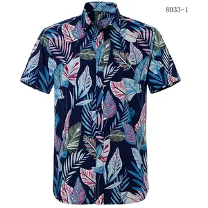 Kemeja Pantai Hawaii Pria, Kemeja Polos Bercetak Lengan Pendek Warna-warni Cerah Desain Mode Baru Musim Panas