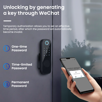 Serrure Intelligente Bullhead avec Mot de Passe Temporaire, Contrôle par Application et Empreinte Digitale, Compatibilité Porte en Acier Inoxydable
