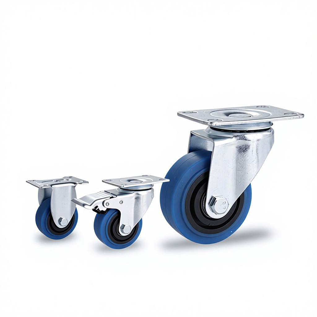 Medium-sized Silent Caster 34 5 Inch Low Noise Smooth Roller Processing Custom Blue High Elastic Universal Wheel Double Bearing