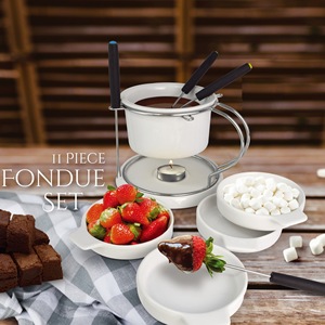 Vente en gros d'ustensiles de cuisine pour la maison, bougie personnalisée, <span class=keywords><strong>fromage</strong></span>, pot de fusion en céramique blanche, service à fondue au chocolat en porcelaine avec fourchettes - Product Image 1
