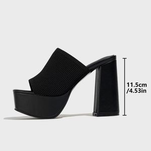 Nouvelles Chaussures à Talons Hauts Confortables en Tissu Tricoté Sexy pour Femmes, Plateforme de 11,5 cm - Product Image 5