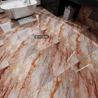 Carrelage en marbre de porcelaine rose poudré brillant Foshan Elegant 600x1200mm, imperméable, moderne, pour sol et mur de salle de bain