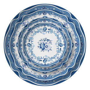 Assiette de service en céramique bleu et blanc à motif floral moderne et luxueux, design vintage, pour la cuisine, la maison, les mariages - Product Image 2