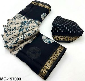 Nouveau saree en coton avec imprimé Rudra Bandhej, pallu de designer et bordure en zari viscose, à porter en gros - Product Image 2