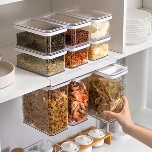 Hot Sale BPA Free Air Tight Dry Food Grain Cereal Storage Container Box Plastic Kitchen Pantry Organizer Jar with Holder