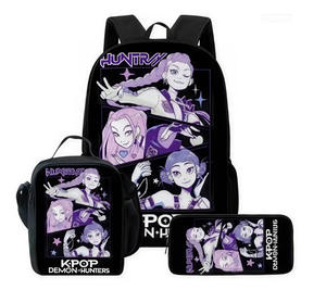 Mochila K-pop <span class=keywords><strong>Devil</strong></span> Hunter de alta calidad, bolso de tres piezas, mochila escolar para estudiantes, bolso ligero para viajes de ocio - Product Image 4