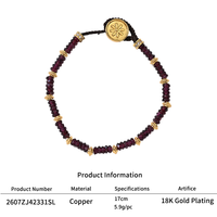 Bracelet en pierre de grenat rouge naturel facetté, cordon tressé, fermoir à bouton fleuri fait main pour femmes