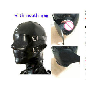 Fetiche para adultos, juego de rol, Juguetes sexuales, <span class=keywords><strong>m</strong></span>áscara de látex para la cabeza, <span class=keywords><strong>m</strong></span>áscara para ojos/<span class=keywords><strong>boca</strong></span>, tubo nasal, funda para dientes, arnés BDSM/juego de Bondage - Product Image 3