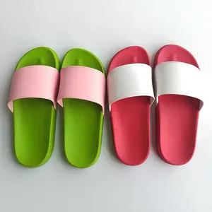 2021 Custom Blank Sublimation Screen Printing Lower Price Pvc <strong>Green</strong> Sandal <strong>Slides</strong> - Product Image 1
