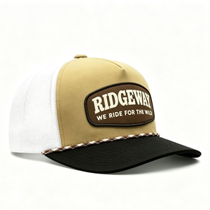 Casquette Trucker Vintage Personnalisée 5 Panneaux, Couronne Haute avec Logo Avant, Dos en Coton et Maille, Fermeture Snapback avec Décoration Corde pour l'Extérieur - Product Image 2