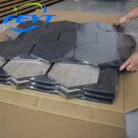 Panneaux muraux de décoration intérieure moderne, placage bois MDF, panneaux acoustiques hexagonaux à lattes avec panneau en feutre PET absorbant le son