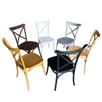 Chaise de banquet et de salle à manger d'extérieur en résine PP, design français, dossier plein, pieds coniques, empilable, étanche, pour usage commercial et hôtelier