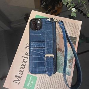 Nuova Custodia Personalizzata in Pelle di Coccodrillo con Laccetto da Polso, Porta Carte e Supporto per Stampa Lettere, con Cordino per <span class=keywords><strong>iPhone</strong></span> 16 Pro Max-11 - Product Image 3
