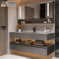 Artcheer vanité de salle de bain en bois moderne, évier Double, armoire de salle de bain étanche