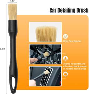 Kit de 9 brosses pour roues de voiture, brosse pour pneus, brosse plate en microfibre pour nettoyer les roues, brosse à poils doux pour nettoyer les jantes, applicateur de brillance pour pneus - Product Image 4