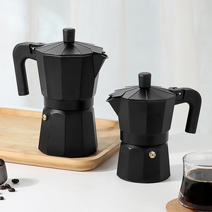 Cafetière Moka électrique Tenrey Classic Style italienne, en aluminium noir, pour 2/3/6/9/12 tasses, compatible avec les cuisinières électriques. - Product Image 1