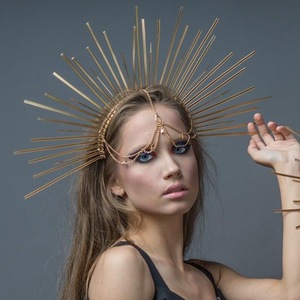 Diademas <span class=keywords><strong>2022</strong></span>, Accesorios para el Cabello con <span class=keywords><strong>Halo</strong></span> Dorado, Corona de Diosa Mary <span class=keywords><strong>Halo</strong></span>, Tocado para Bodas, Fiestas, Disfraces de Halloween, Diadema de Estrella - Product Image 5