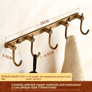 Portasciugamani in Rame Anticato a 5 <span class=keywords><strong>Ganci</strong></span> da Posizionare Sopra il WC <span class=keywords><strong>per</strong></span> il Bagno - Product Image 1
