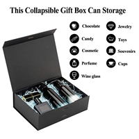 Boîte cadeau magnétique de luxe noire avec logo personnalisé, en carton recyclé, doublure en éponge, faible MOQ