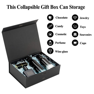 Boîte cadeau en carton noir de luxe avec fermeture magnétique, logo personnalisé, faible MOQ, boîte cadeau noire avec couvercle à fermeture magnétique - Product Image 1