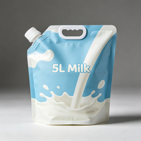 Pochette souple personnalisée à bec verseur grande capacité en plastique, 5 litres, pour emballage de lait liquide