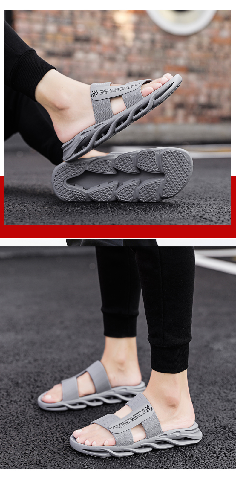 Summer Outdoor Sldes Sandals Men Rubber Soft Casual Slippers Sandals for Mens