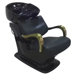 Fauteuil de barbier inclinable moderne Pompe hydraulique robuste Repose-pieds amovible Cuir synthétique portable Station de lavage de cheveux Dos - Product Image 2