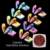 Poudre acrylique mica pour Nail Art, chrome, glace transparente, aurore irisée, aurore brillante, caméléon, poudre scintillante colorée
