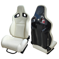 1039R Sport-Schalensitze für Rennwagen, 2 Stück, Schwarzes PVC-Leder mit Doppelschiebern, Universelle Modifizierte Autositze