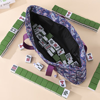 Ensemble de Mahjong Américain de Luxe Moderne Violet à Motif Paisley en Mélamine Grande Capacité, Très Vendu, avec Sac de Voyage pour Divertissement et Camping