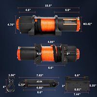 Winch Listrik 12V dengan Tali Sintetis, Winch Trailer Mobil, Remote Nirkabel untuk Trailer Off Road, Perahu, RV, dan Penarik