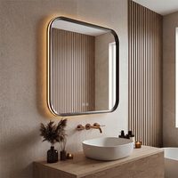 Miroir de salle de bain carré intelligent LED haute définition moderne, rétroéclairé, sans cuivre, argenté, pour salon, appartement, villa