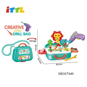 Creative little drill bag play set engineering tool box toy for kids