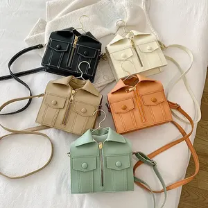 Wholesale mini small zipper clutch bag jacket shape bag jacket purse handbags