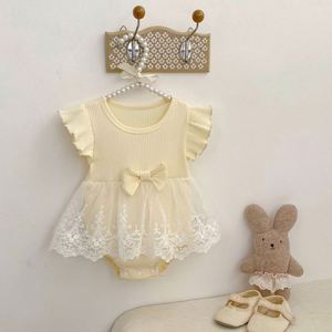 OEM ODM Engepapa Baby Meisjes Kleding Zomer Pasgeboren Baby Rompertje Kant Korte Mouw Baby Romper Babykleding - Product Image 5