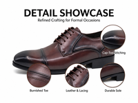 Chaussures habillées Oxford pour hommes en cuir véritable brun foncé bruni à bout pointu, à lacets, semelle extérieure en caoutchouc, pour le bureau, la carrière, les tenues formelles, vente en gros