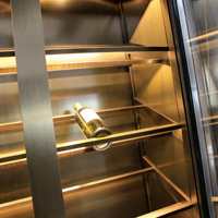 Réfrigérateur à vin double porte en acier inoxydable bronze avec éclairage LED, meuble bar à vin et étagère de rangement pour la maison/le commerce