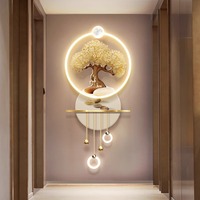Peinture décorative à la maison avec lampe murale à LED peinture de luxe haut de gamme 3D arbre de fortune en trois dimensions peinture suspendue