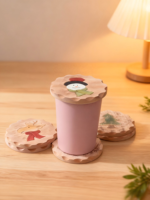 Sous-verres en bois massif sculptés sur mesure, style Noël, support pour sous-verres, décoration de Noël pour la maison, le bureau, tapis de table basse, tapis de bureau