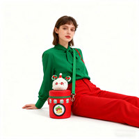 Sac à dos en peluche PU personnalisé de haute qualité, motif lapin de Noël, mini sac à bandoulière en peluche de dessin animé pour le voyage et le rangement