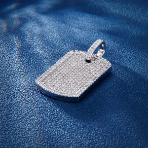Phổ biến hiphop đồ trang sức đầy đủ vvs moissanite sterling bạc 925 Dog Tag Iced ra mặt dây chuyền - Product Image 5