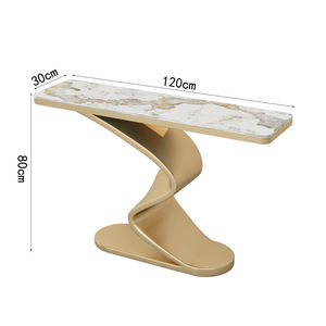 Tavolo <span class=keywords><strong>Console</strong></span> per Soggiorno dal Design Minimalista Italiano, Base Sottile Ondulata Scultorea con Piano in Pietra - Product Image 2
