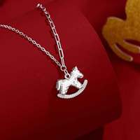 Collier de luxe en argent sterling 925, motif cheval du zodiaque, effet glace brisée, brillant et élégant, haute couture, idéal pour fiançailles, mariage, cadeau