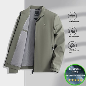 2024 autunno giacca da uomo Casual da uomo di mezza età anziani tinta unita con chiusura a cerniera con colletto verticale per papà - Product Image 3