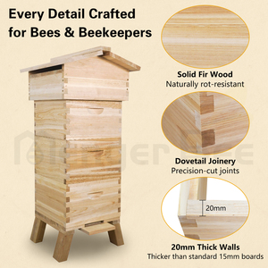 New Warr Beehive 8-frame 3-tier Heavy Duty Wooden Bee Hive <b>Box</b> Easy Maintenance for Commercial Apiary High Efficiency Honey - Product Image 6