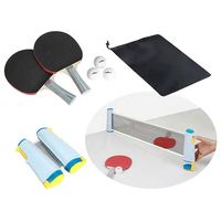 Ensemble de filet de tennis de table rétractable et portable avec raquettes et balles pour jeu en extérieur, jouet sportif en plastique