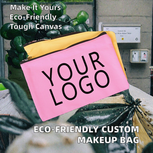 Bolsa de Maquillaje Pequeña Personalizable, Bolsa de Cosméticos de Viaje a la Moda, Bolsa Portátil de Lona de Algodón Calico Blanca Lisa con Cierre - Product Image 4