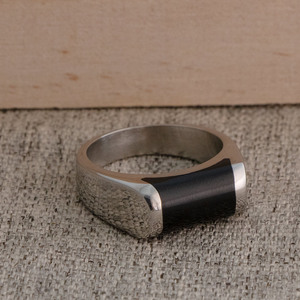 Stainless Steel Epoxy <b>Ring</b> <b>Silver</b> Geometric Design For <b>Men</b> And Women Jewelry Gift - Product Image 2